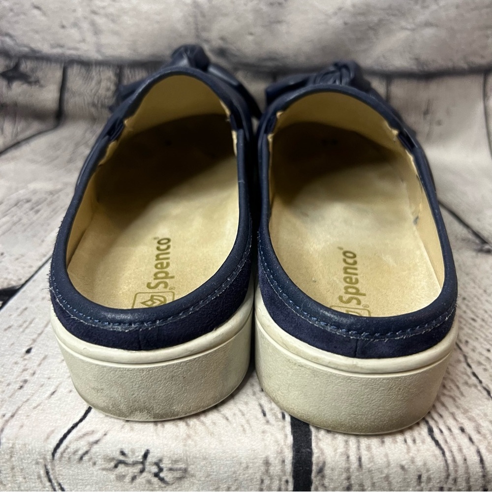 Spenco Barbados Orthotic Bow Suede Mules in Navy Blue Size 8 - Picture 5 of 10